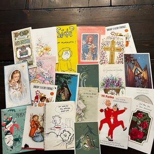 Vintage Assorted Greeting Cards 1960’s (Set of 21 - Used)